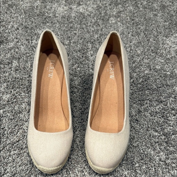 J. Crew Women's Cream wedge shoes size 7 1/2 - Picture 1 of 7